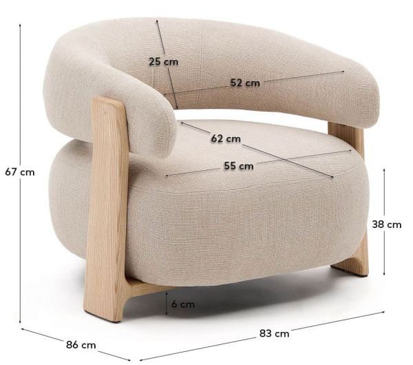 Крісло La Forma Granite S0900075CC12 Бежевий тканина-12