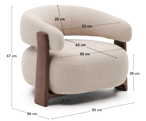 Кресло La Forma Granite S0900076CC12 Бежевый ткань-12