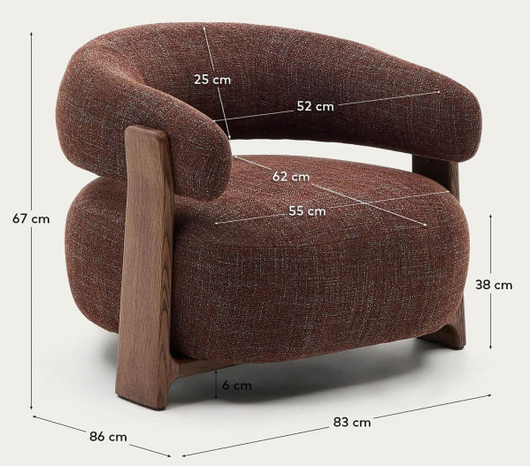 Кресло La Forma Granite S0900076CC34 Коричневый ткань-13