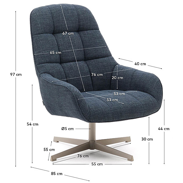 Кресло поворотное La Forma Jaspe S0900094NL25 Синий ткань-10