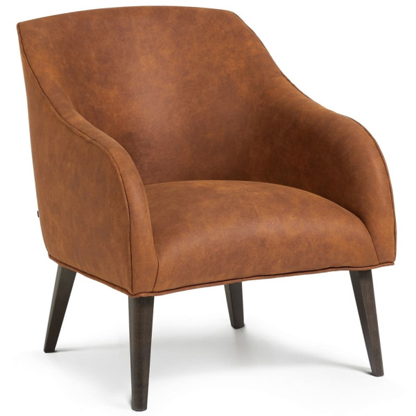 Кресло La Forma LOBBY S480PT86 Светло-коричневый Экозамша-3