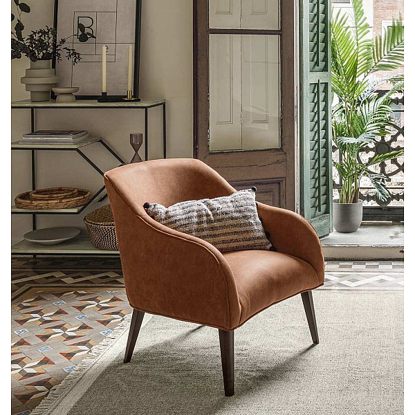 Кресло La Forma LOBBY S480PT86 Светло-коричневый Экозамша-0