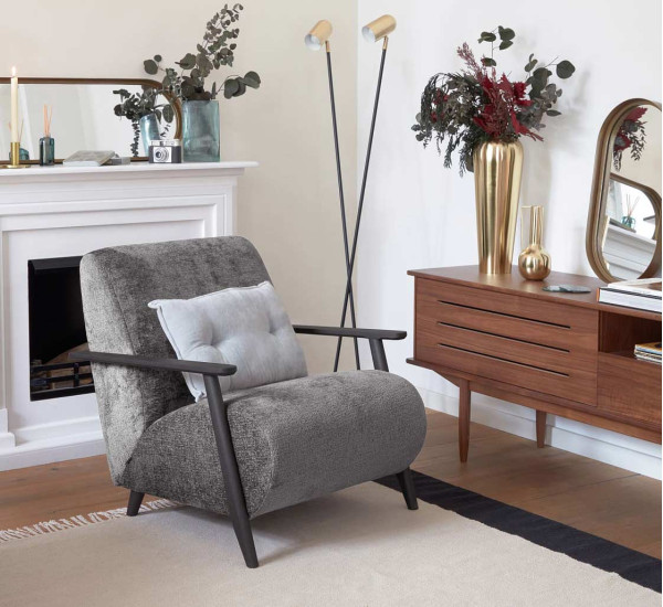 Кресло La Forma MARTHAN S517BG15 Серый плюшевая синель-0