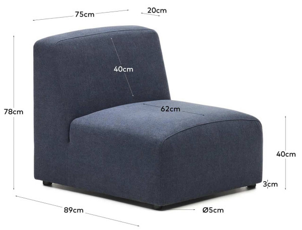 Кресло модульное La Forma NEOM S826MD1PAU25 Синий-12