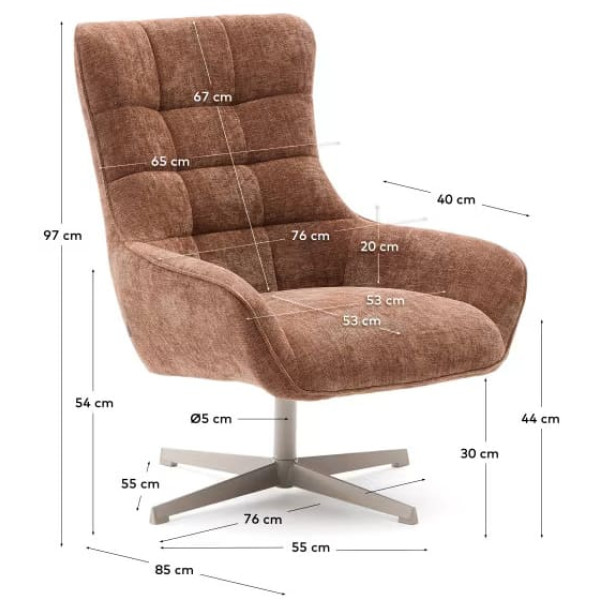 Кресло поворотное La Forma Teryl S0900093JO10 Светло-коричневый ткань синель-10