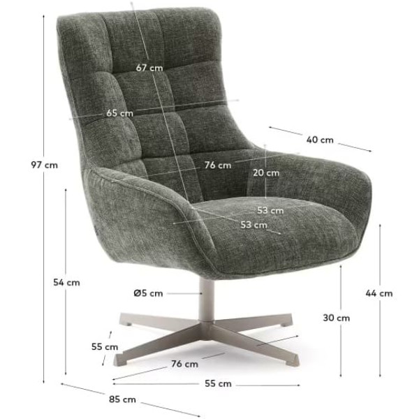 Кресло поворотное La Forma Teryl S0900093JO19 Зеленый ткань синель-10