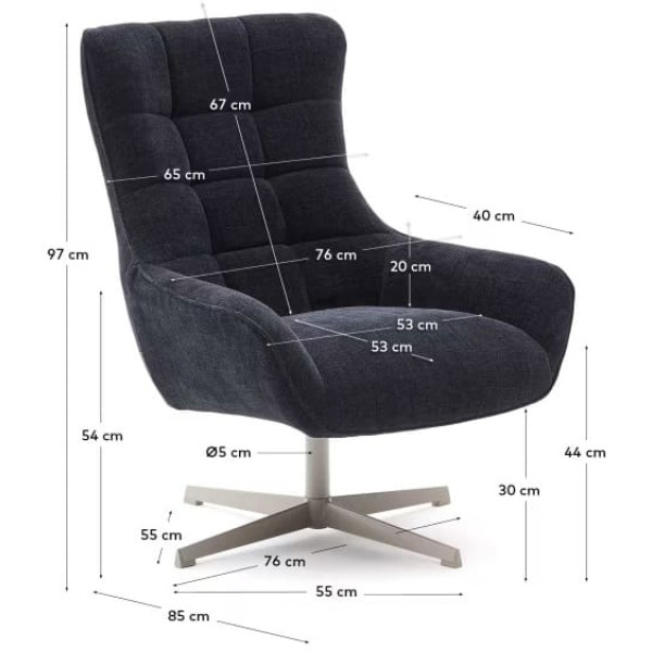 Крісло поворотне La Forma Teryl S0900093JO25 Синій тканина синель-8