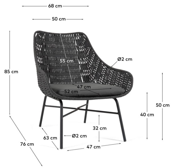 Крісло La Forma ABELI CC5223J01 Чорний-11