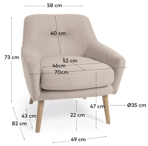 Крісло La Forma CANDELA S808_10_SO12 Бежева тканина синель-11