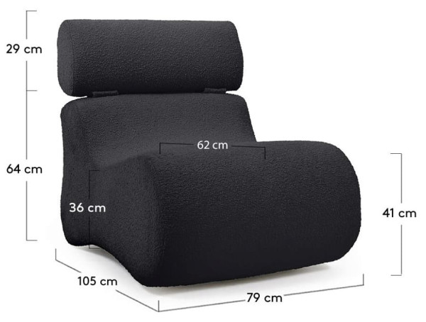 Крісло La Forma Club S442J01 Чорний букле-11