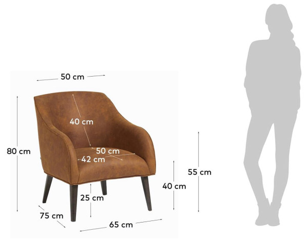 Кресло La Forma LOBBY S480PT86 Светло-коричневый Экозамша-9