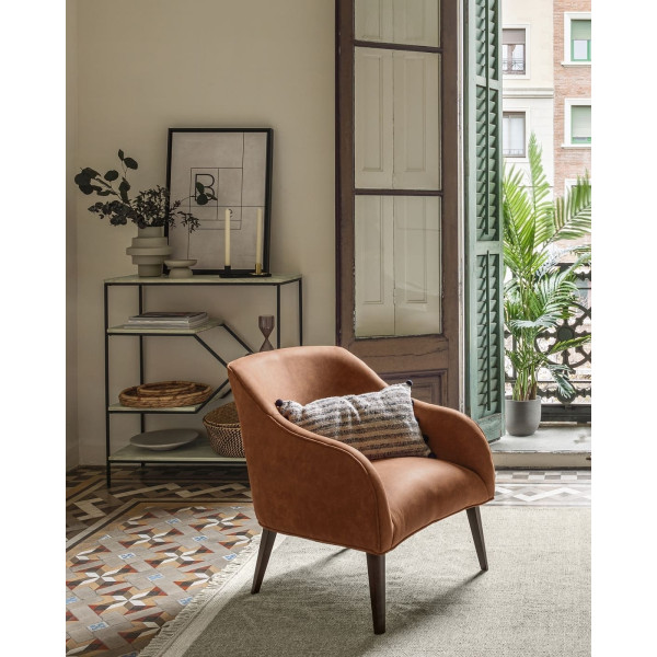 Кресло La Forma LOBBY S480PT86 Светло-коричневый Экозамша-1