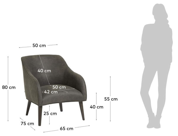 Крісло La Forma LOBBY S480PT02 Сірий Екозамша-8
