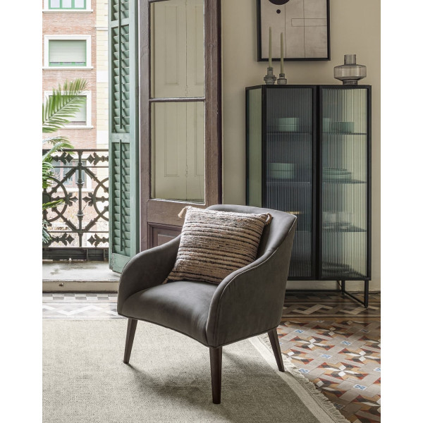 Крісло La Forma LOBBY S480PT02 Сірий Екозамша-1