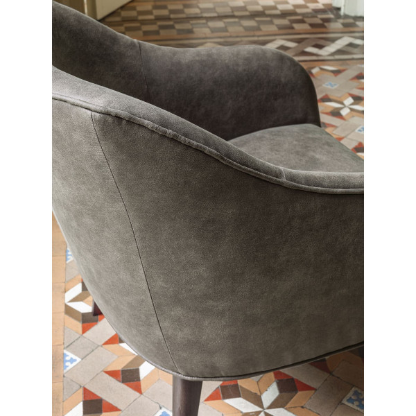 Крісло La Forma LOBBY S480PT02 Сірий Екозамша-2