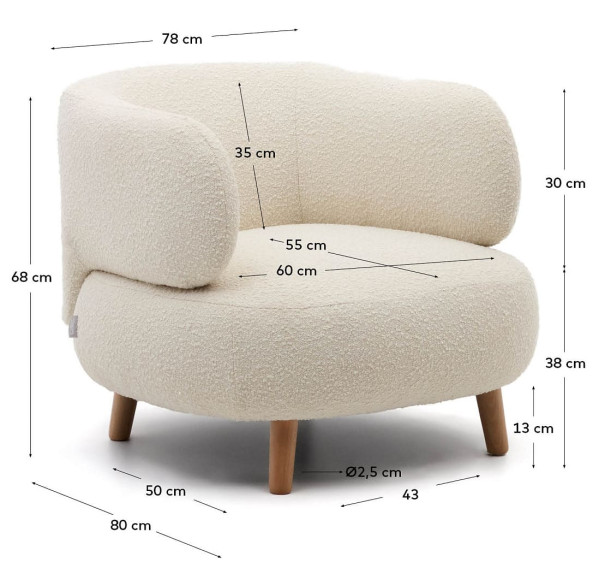 Крісло La Forma LUISA S812_10_J33 Білий букле-11