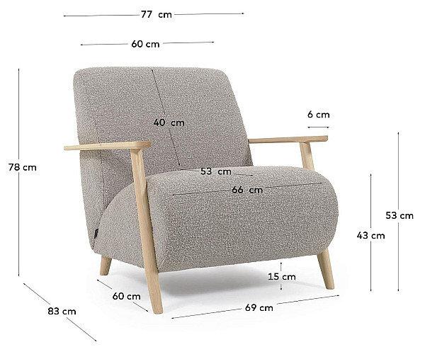 Кресло La Forma MARTHAN S516J14 Светло-серый букле-11