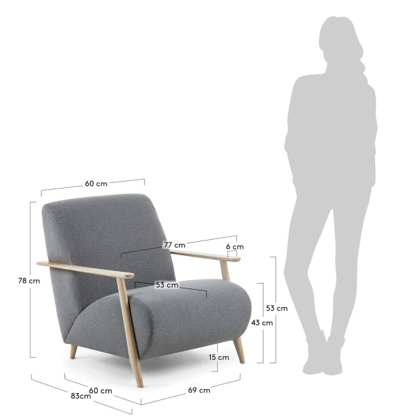 Кресло La Forma MARTHAN Серое S516VA03-7