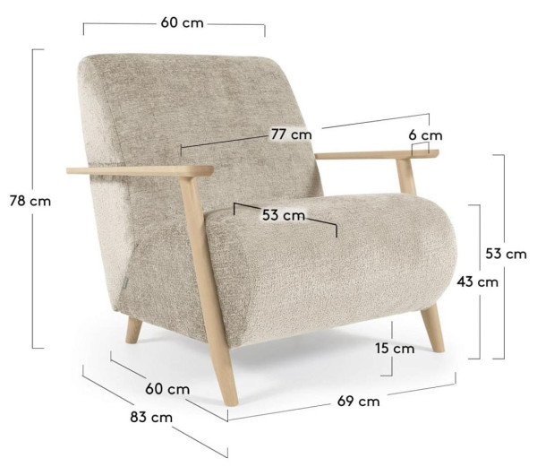 Кресло La Forma MEGHAN S516BG12 Бежевый плюшевая синель-11