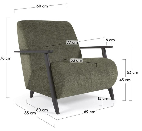 Крісло La Forma MARTHAN S517BG19 Зелений плюшева синель-10