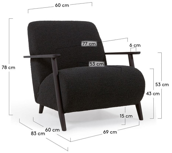 Крісло La Forma MARTHAN S517J01 Чорний букле-10