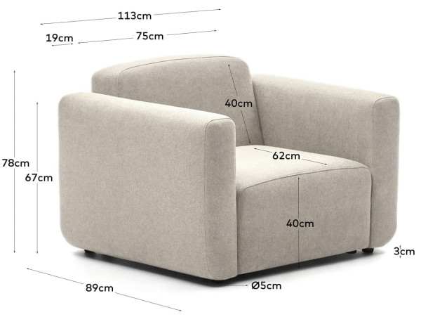 Крісло La Forma NEOM S82610AU12 Бежевий-7