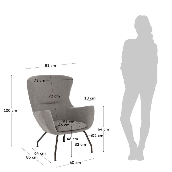Кресло La Forma Otilia Серое CC1853GR03-7