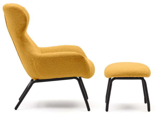 Крісло з підставкою для ніг La Forma BELINA S0900027J81 Жовтий букле-1