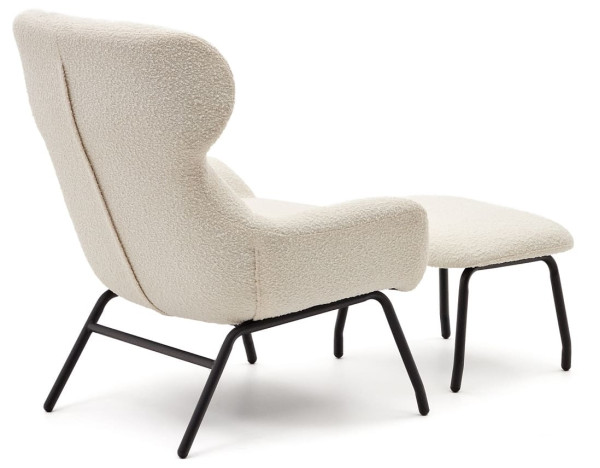 Крісло з підставкою для ніг La Forma BELINA S0900003J33 Білий букле-4