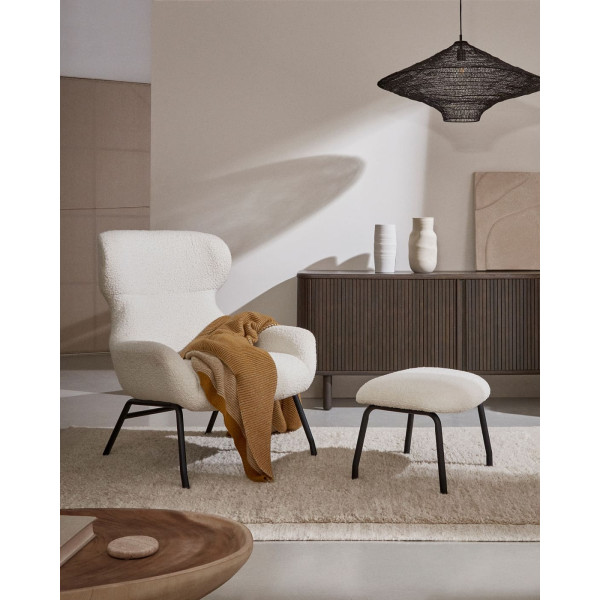 Крісло з підставкою для ніг La Forma BELINA S0900003J33 Білий букле-1