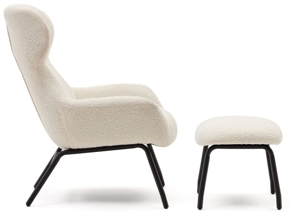 Крісло з підставкою для ніг La Forma BELINA S0900003J33 Білий букле-3