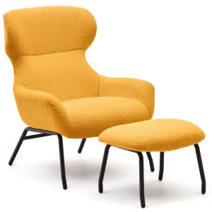 Кресло с подставкой для ног La Forma BELINA S0900027J81 Желтый букле