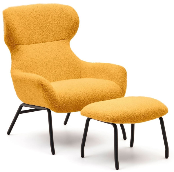 Крісло з підставкою для ніг La Forma BELINA S0900027J81 Жовтий букле-0