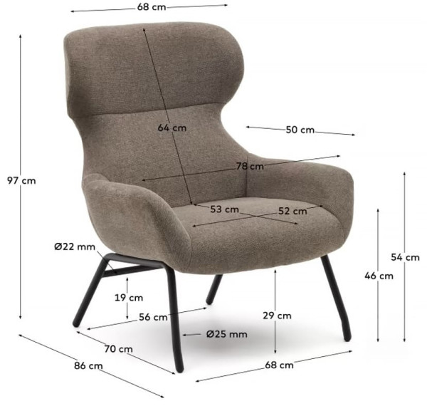 Крісло La Forma BELINA S0900043BF11 Світло-коричневий тканина синель Крісло La Forma BELINA S0900043BF11 Світло-коричневий тканина синель-11