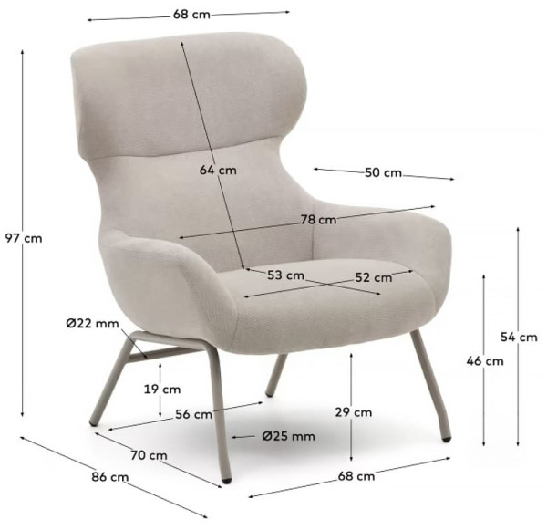 Кресло La Forma BELINA S0900040BF12 Бежевый ткань синель-11