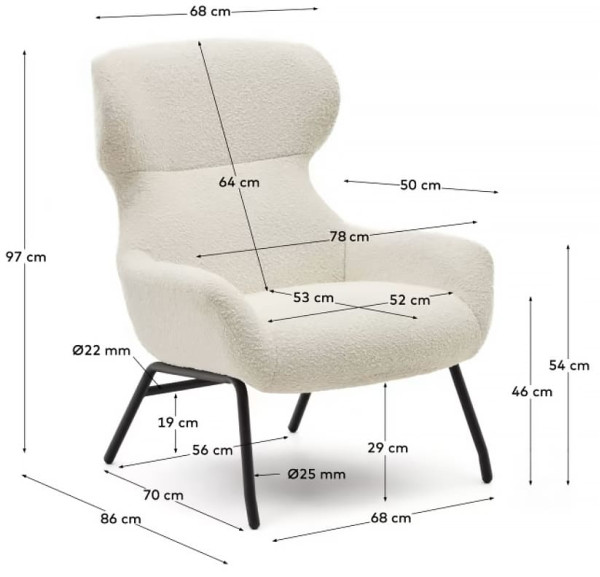 Кресло La Forma BELINA S0900041J33 Белый букле Кресло La Forma BELINA S0900041J33 Белый букле-10