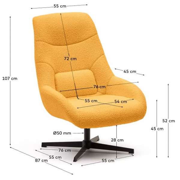 Крісло поворотне La Forma CELIDA S0900029J81 Жовтий букле-7