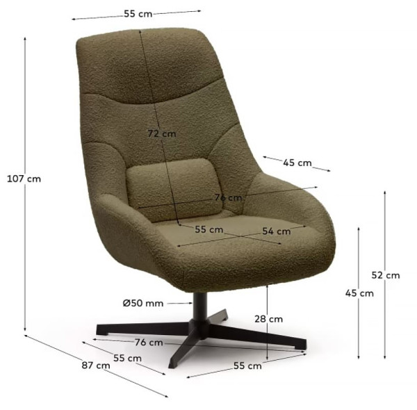 Кресло поворотное La Forma CELIDA S0900029J19 Темно-зеленый букле-8
