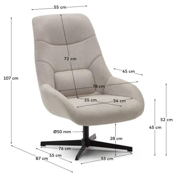 Кресло поворотное La Forma CELIDA S0900008BF12 Бежевый ткань синель Кресло поворотное La Forma CELIDA S0900008BF12 Бежевый ткань синель-10