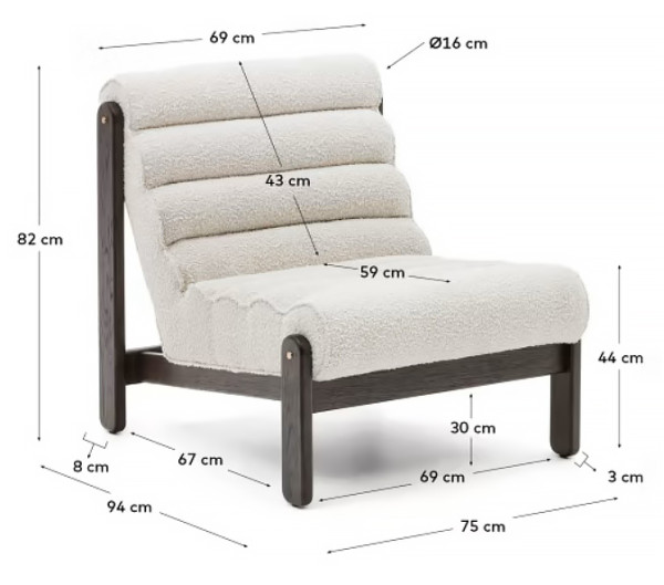 Крісло La Forma MAGIRA S0900038JJ85 Білий букле Крісло La Forma MAGIRA S0900038JJ85 Білий букле-12