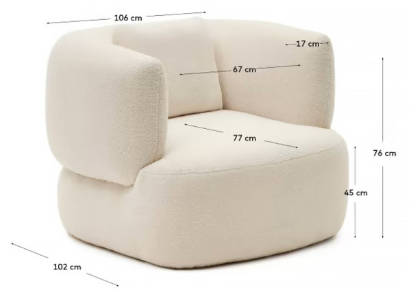 Кресло с подушкой La Forma MARTINA S83110HI39 Белый букле Кресло с подушкой La Forma MARTINA S83110HI39 Белый букле-15