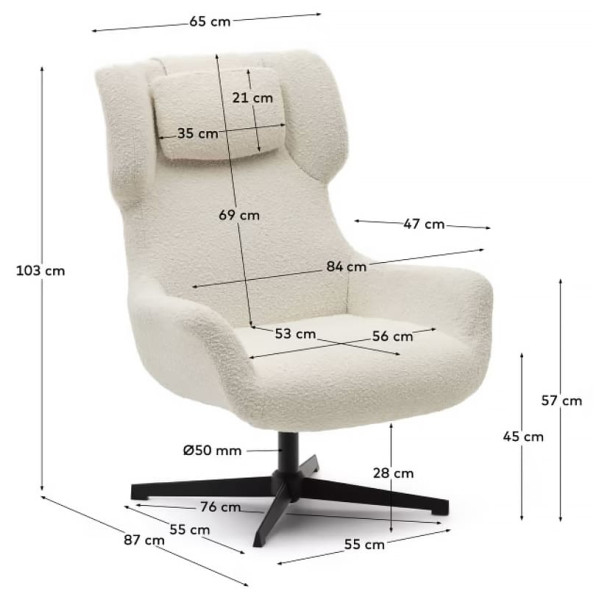 Кресло поворотное La Forma ZALINA S0900005J33 Белый букле Кресло поворотное La Forma ZALINA S0900005J33 Белый букле-12