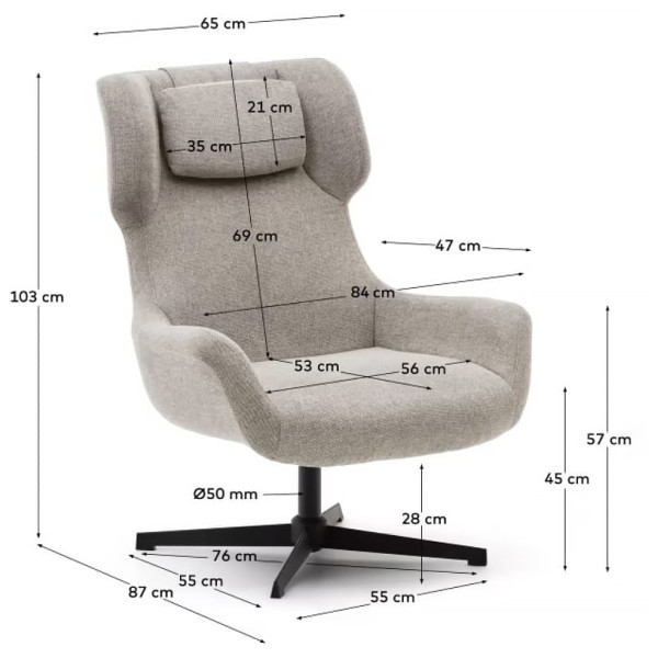 Крісло поворотне La Forma ZALINA S0900005BF12 Бежевий тканина синель Крісло поворотне La Forma ZALINA S0900005BF12 Бежевий тканина синель-10