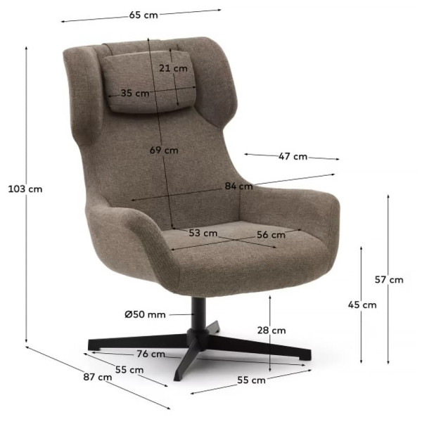 Крісло поворотне La Forma ZALINA S0900005BF11 Світло-коричневий тканина синель-10