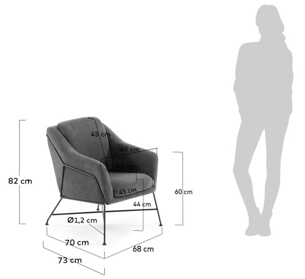 Кресло La Forma BRIDA CC0948J02 Темно-серый-6