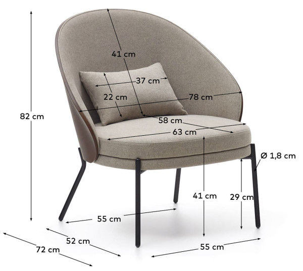 Кресло La Forma EAMY S0900001HE03 Светло-коричневый/венге-11