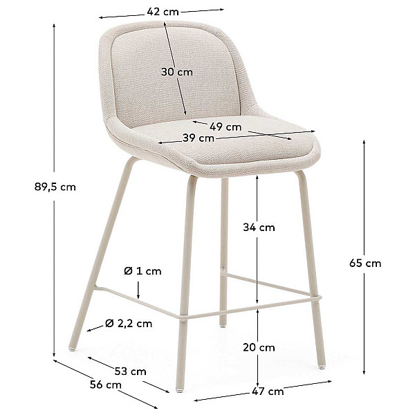 Полубарный стул La Forma AIMIN C0600048BF12 Бежевый ткань синель-6