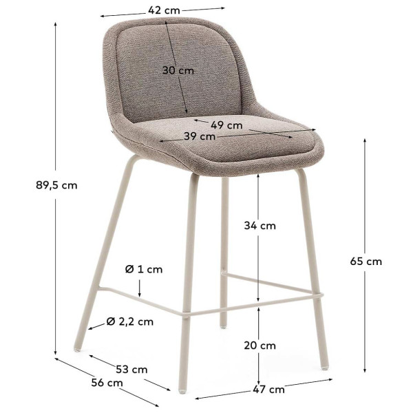 Напівбарний стілець La Forma AIMIN C0600048BF10 Світло-коричневий тканина синель-7