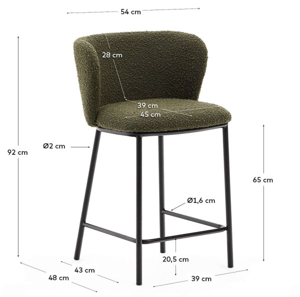 Полубарный стул La Forma CISELIA C06014JJ06 Зеленый букле-7