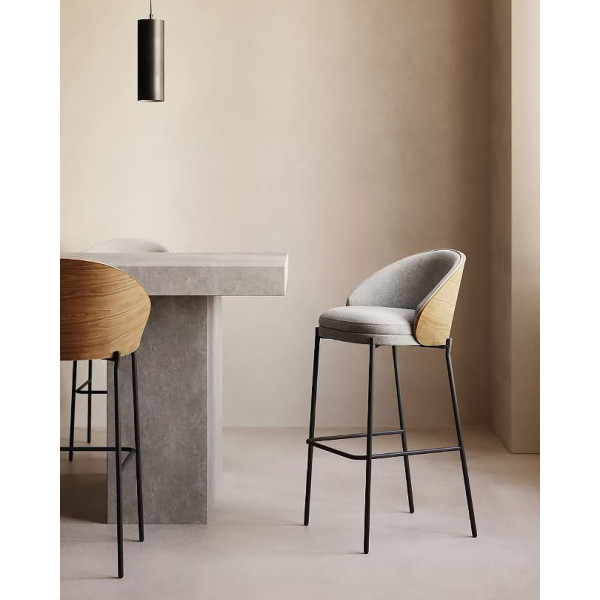 Напівбарний стілець La Forma EAMY C0600053HE12 Сірий/натуральний-1